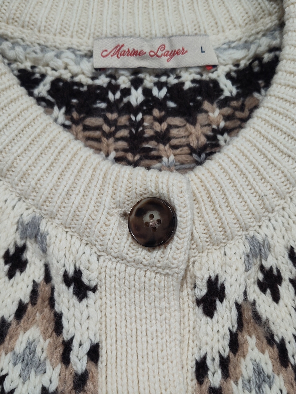 Marine Layer Fiorella Fair Isle Button-Up Cardigan Size Large - Picture 5 of 8
